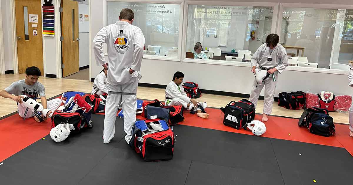 students are wearing on sparring gears
